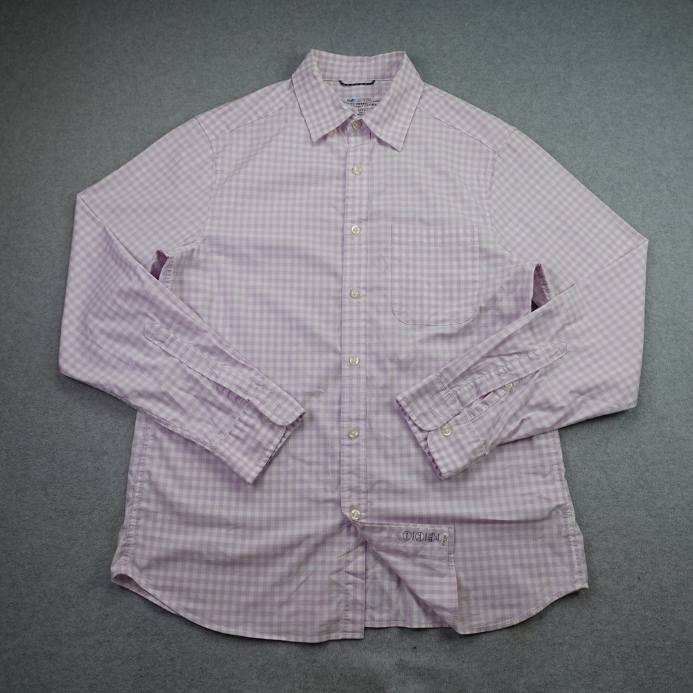 Vineyard Vines Shirt Mens M Pink Gingham On-The-Go Performance Button Up